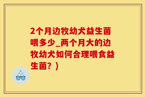 2个月边牧幼犬益生菌喂多少_两个月大的边牧幼犬如何合理喂食益生菌?) 2个月边牧幼犬益生菌喂多少_两个月大的边牧幼犬如何合理喂食益生菌?)