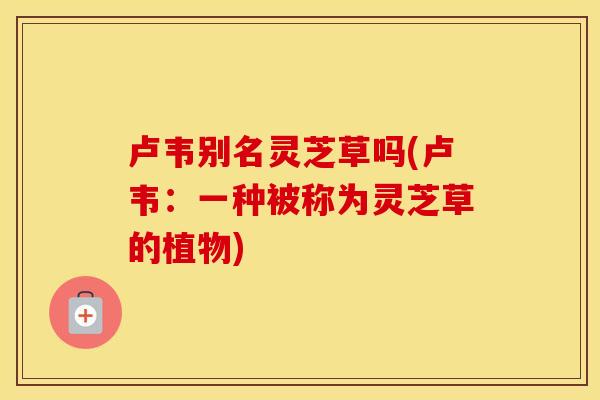卢韦别名灵芝草吗(卢韦：一种被称为灵芝草的植物)