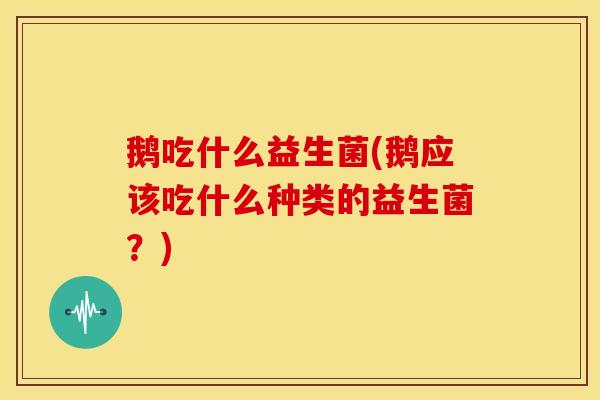 鹅吃什么益生菌(鹅应该吃什么种类的益生菌？)