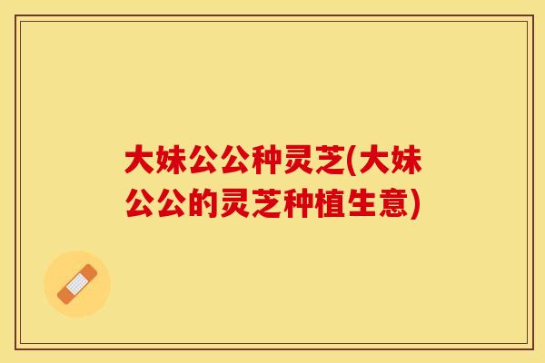 大妹公公种灵芝(大妹公公的灵芝种植生意)