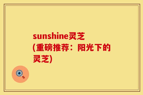 sunshine灵芝(重磅推荐：阳光下的灵芝)