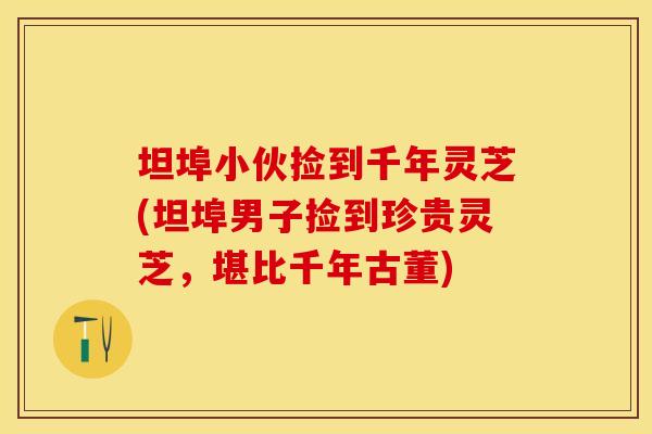 坦埠小伙捡到千年灵芝(坦埠男子捡到珍贵灵芝，堪比千年古董)