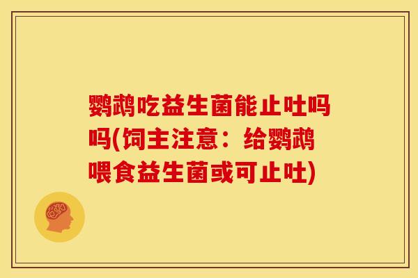 鹦鹉吃益生菌能止吐吗吗(饲主注意:给鹦鹉喂食益生菌或可止吐) 鹦鹉吃益生菌能止吐吗吗(饲主注意:给鹦鹉喂食益生菌或可止吐)