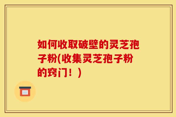 如何收取破壁的灵芝孢子粉(收集灵芝孢子粉的窍门！)