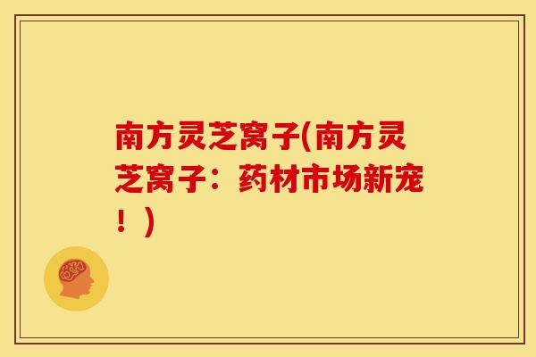 南方灵芝窝子(南方灵芝窝子：药材市场新宠！)