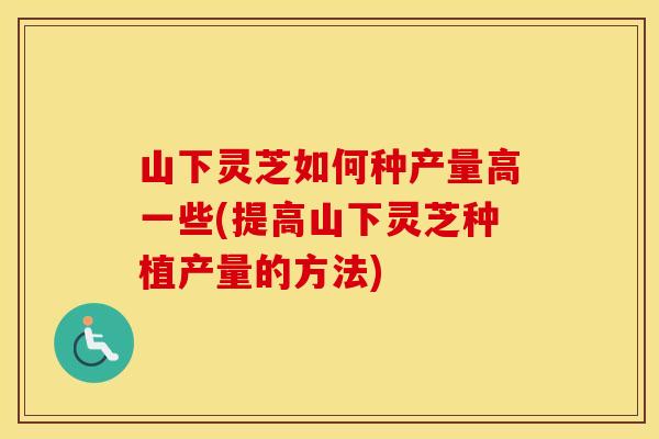 山下灵芝如何种产量高一些(提高山下灵芝种植产量的方法)