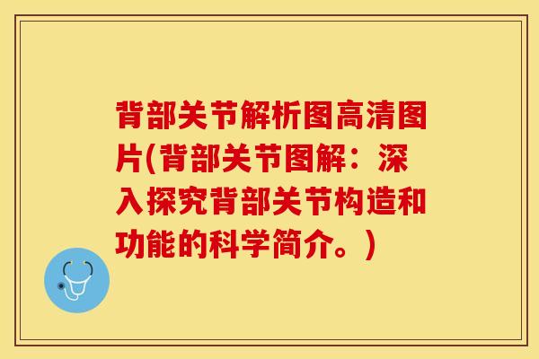 背部关节解析图高清图片(背部关节图解：深入探究背部关节构造和功能的科学简介。)