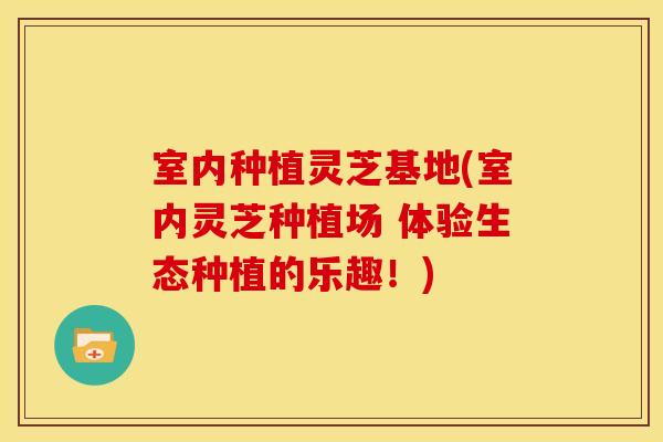 室内种植灵芝基地(室内灵芝种植场 体验生态种植的乐趣！)