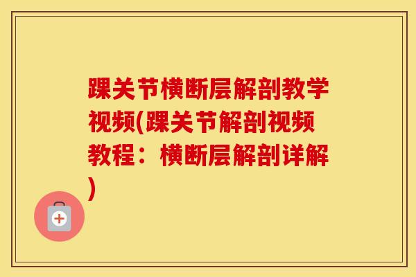 踝关节横断层解剖教学视频(踝关节解剖视频教程:横断层解剖详解) 踝关节横断层解剖教学视频(踝关节解剖视频教程:横断层解剖详解)