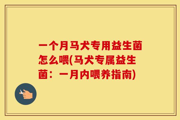 一个月马犬专用益生菌怎么喂(马犬专属益生菌：一月内喂养指南)