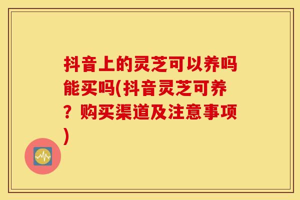 抖音上的灵芝可以养吗能买吗(抖音灵芝可养？购买渠道及注意事项)