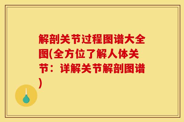 解剖关节过程图谱大全图(全方位了解人体关节：详解关节解剖图谱)