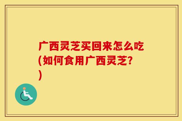 广西灵芝买回来怎么吃(如何食用广西灵芝？)