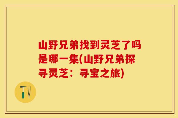 山野兄弟找到灵芝了吗是哪一集(山野兄弟探寻灵芝:寻宝之旅) 山野兄弟找到灵芝了吗是哪一集(山野兄弟探寻灵芝:寻宝之旅)