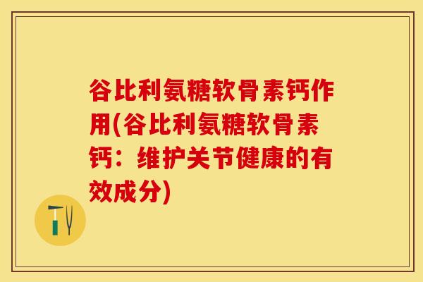 谷比利氨糖软骨素钙作用(谷比利氨糖软骨素钙：维护关节健康的有效成分)