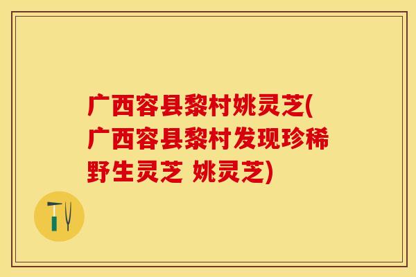 广西容县黎村姚灵芝(广西容县黎村发现珍稀野生灵芝 姚灵芝)