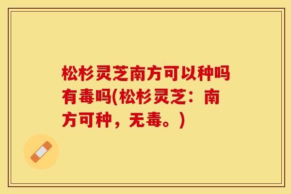 松杉灵芝南方可以种吗有毒吗(松杉灵芝：南方可种，无毒。)