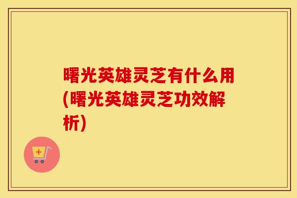 曙光英雄灵芝有什么用(曙光英雄灵芝功效解析)