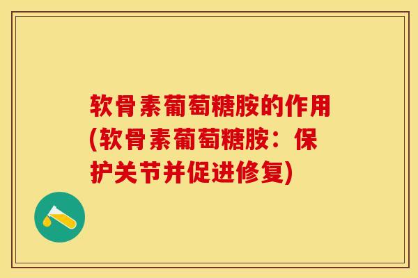 软骨素葡萄糖胺的作用(软骨素葡萄糖胺：保护关节并促进修复)