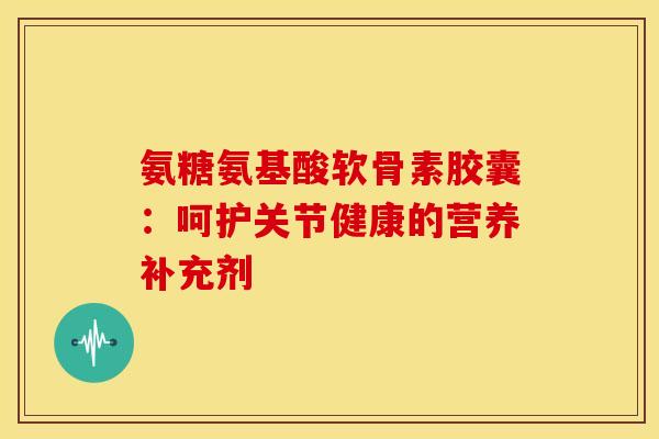 氨糖氨基酸软骨素胶囊：呵护关节健康的营养补充剂