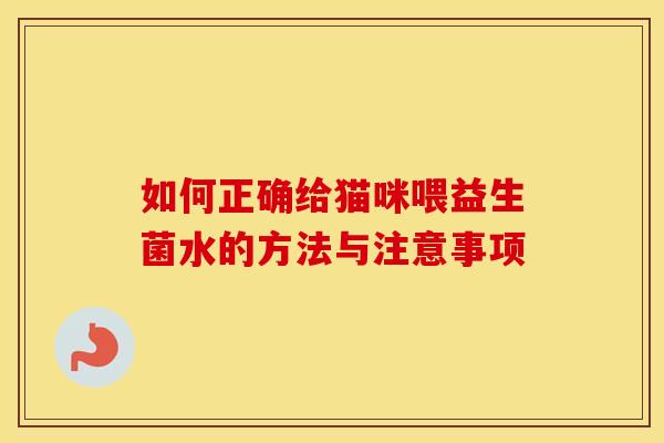 如何正确给猫咪喂益生菌水的方法与注意事项