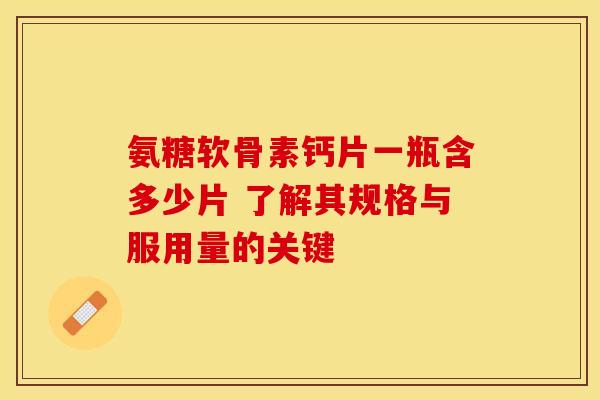 氨糖软骨素钙片一瓶含多少片 了解其规格与服用量的关键
