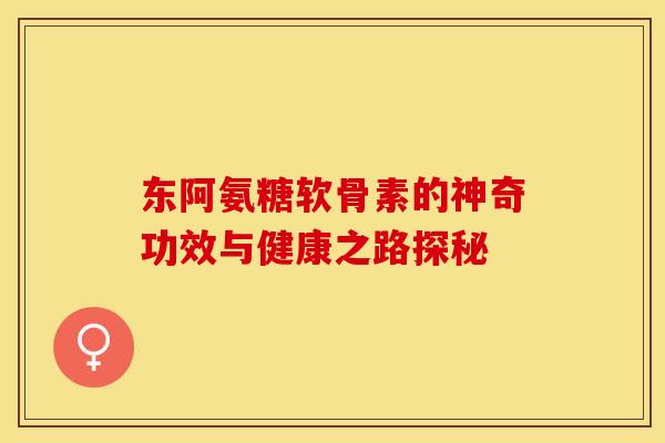 东阿氨糖软骨素的神奇功效与健康之路探秘