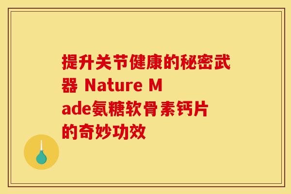 提升关节健康的秘密武器 Nature Made氨糖软骨素钙片的奇妙功效