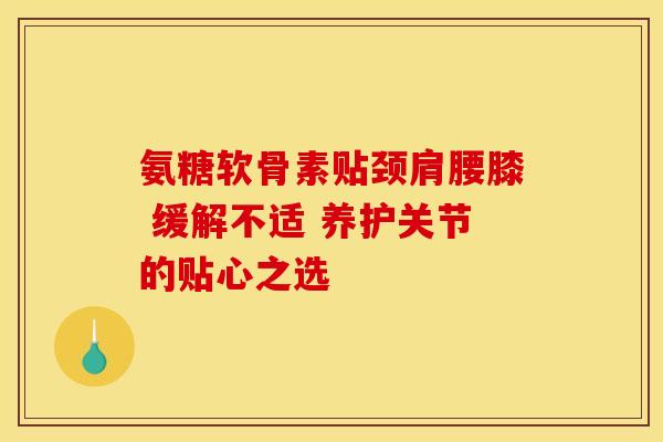 氨糖软骨素贴颈肩腰膝 缓解不适 养护关节的贴心之选
