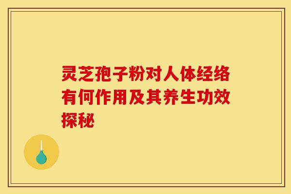 灵芝孢子粉对人体经络有何作用及其养生功效探秘