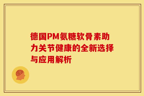 德国PM氨糖软骨素助力关节健康的全新选择与应用解析