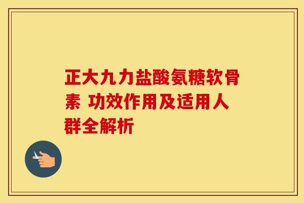 正大九力盐酸氨糖软骨素 功效作用及适用人群全解析