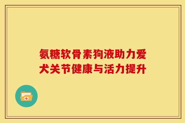 氨糖软骨素狗液助力爱犬关节健康与活力提升