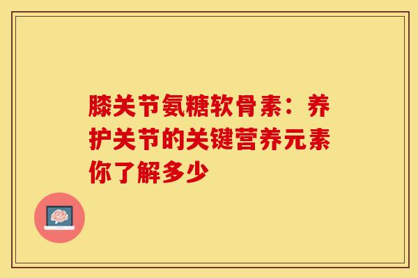 膝关节氨糖软骨素：养护关节的关键营养元素你了解多少