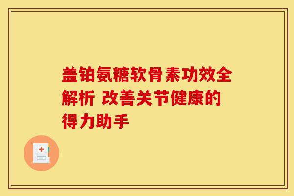 盖铂氨糖软骨素功效全解析 改善关节健康的得力助手