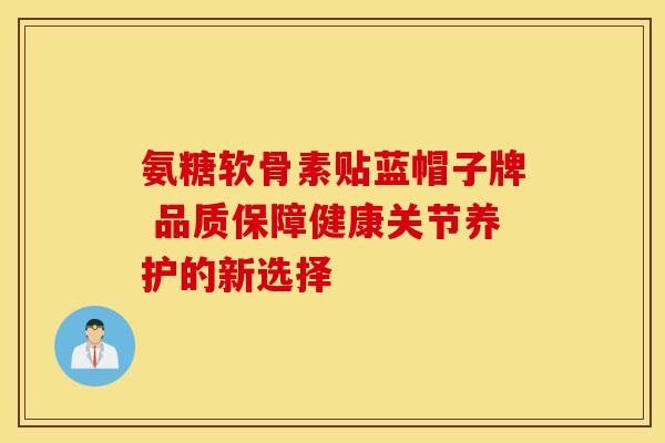 氨糖软骨素贴蓝帽子牌 品质保障健康关节养护的新选择