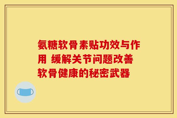 氨糖软骨素贴功效与作用 缓解关节问题改善软骨健康的秘密武器