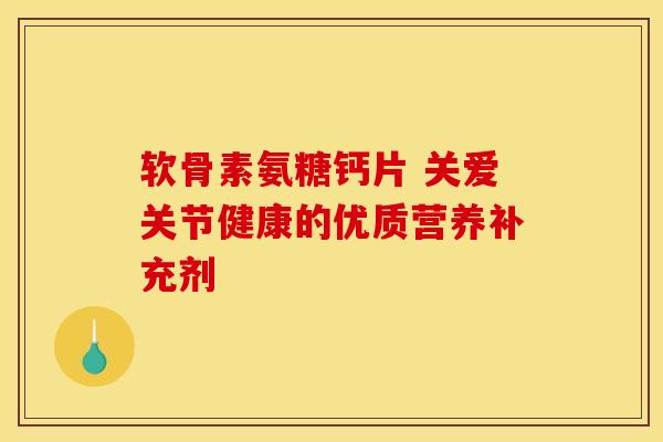 软骨素氨糖钙片 关爱关节健康的优质营养补充剂