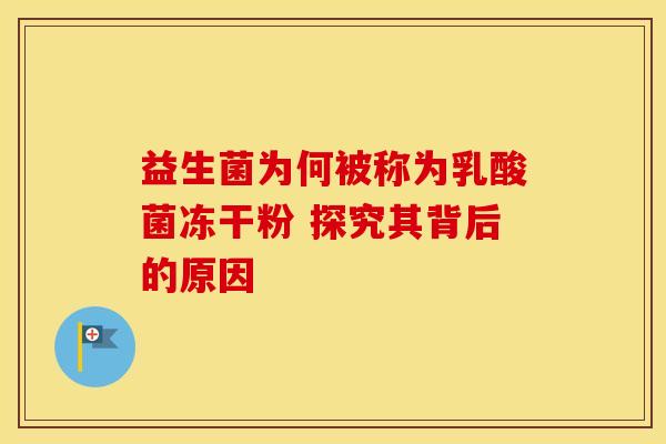 益生菌为何被称为乳酸菌冻干粉 探究其背后的原因