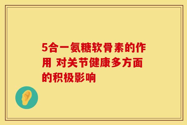 5合一氨糖软骨素的作用 对关节健康多方面的积极影响 5合一氨糖软骨素的作用 对关节健康多方面的积极影响