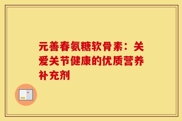 元善春氨糖软骨素：关爱关节健康的优质营养补充剂