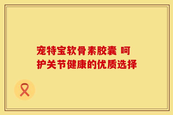 宠特宝软骨素胶囊 呵护关节健康的优质选择