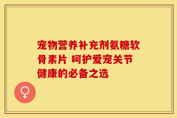 宠物营养补充剂氨糖软骨素片 呵护爱宠关节健康的必备之选