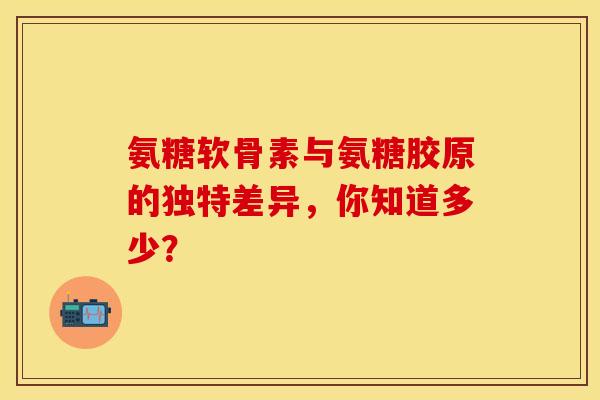 氨糖软骨素与氨糖胶原的独特差异，你知道多少？