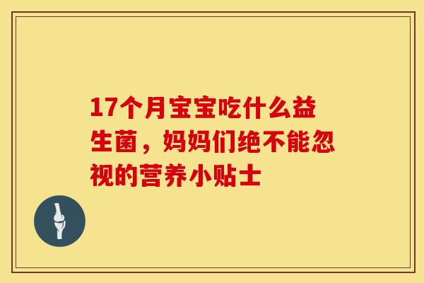 17个月宝宝吃什么益生菌，妈妈们绝不能忽视的营养小贴士