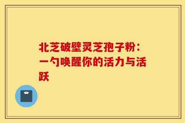 北芝破壁灵芝孢子粉：一勺唤醒你的活力与活跃