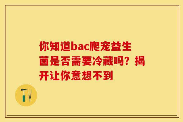 你知道bac爬宠益生菌是否需要冷藏吗?揭开让你意想不到 你知道bac爬宠益生菌是否需要冷藏吗?揭开让你意想不到