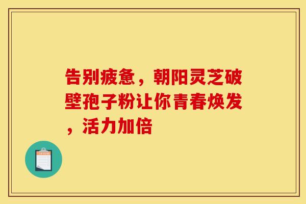 告别疲惫，朝阳灵芝破壁孢子粉让你青春焕发，活力加倍