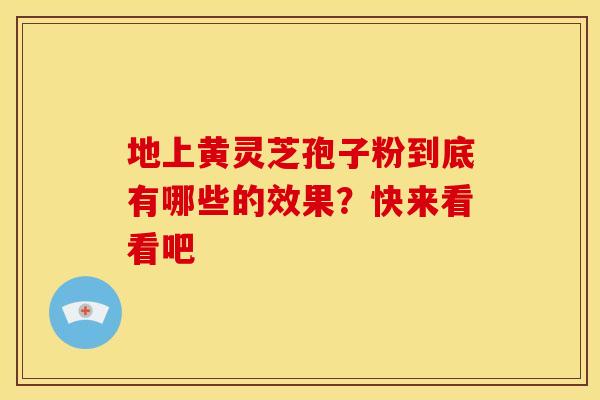 地上黄灵芝孢子粉到底有哪些的效果？快来看看吧