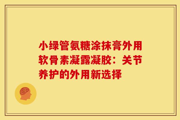 小绿管氨糖涂抹膏外用软骨素凝露凝胶：关节养护的外用新选择